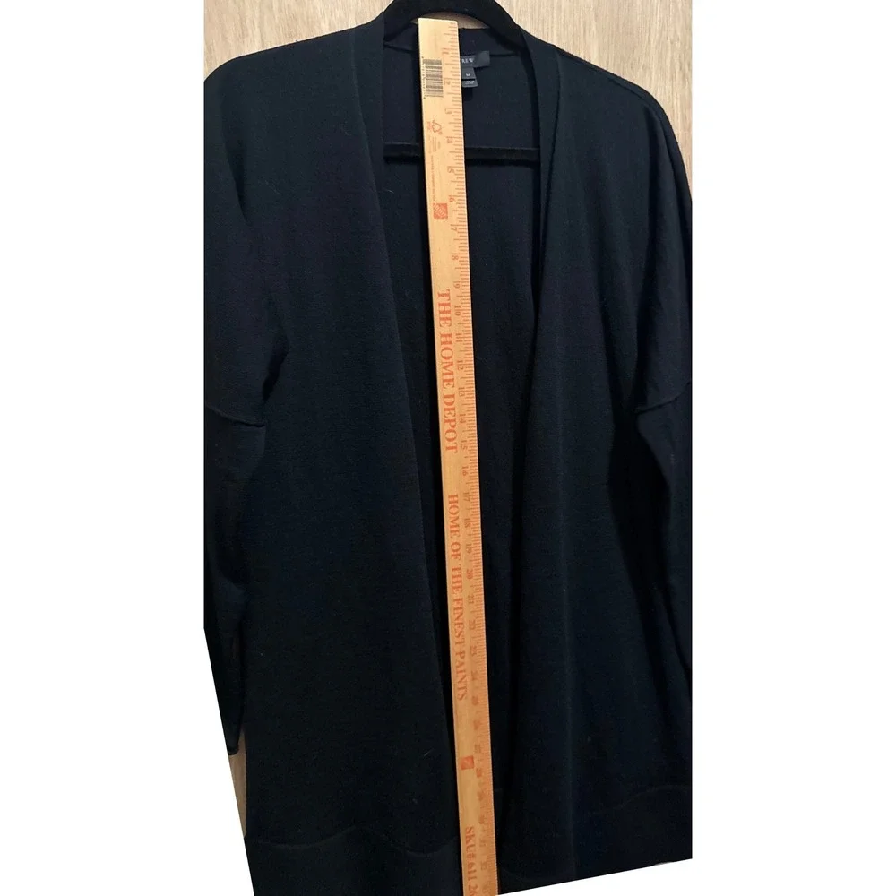 J.Crew Black 100% Merino Wool Open Front Longline Cardigan Sweater J0188 Medium